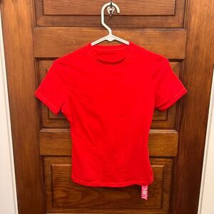 PUMIEY Women's Crew Neck Short Sleeve T Shirt Red Sz S Women's NWT's